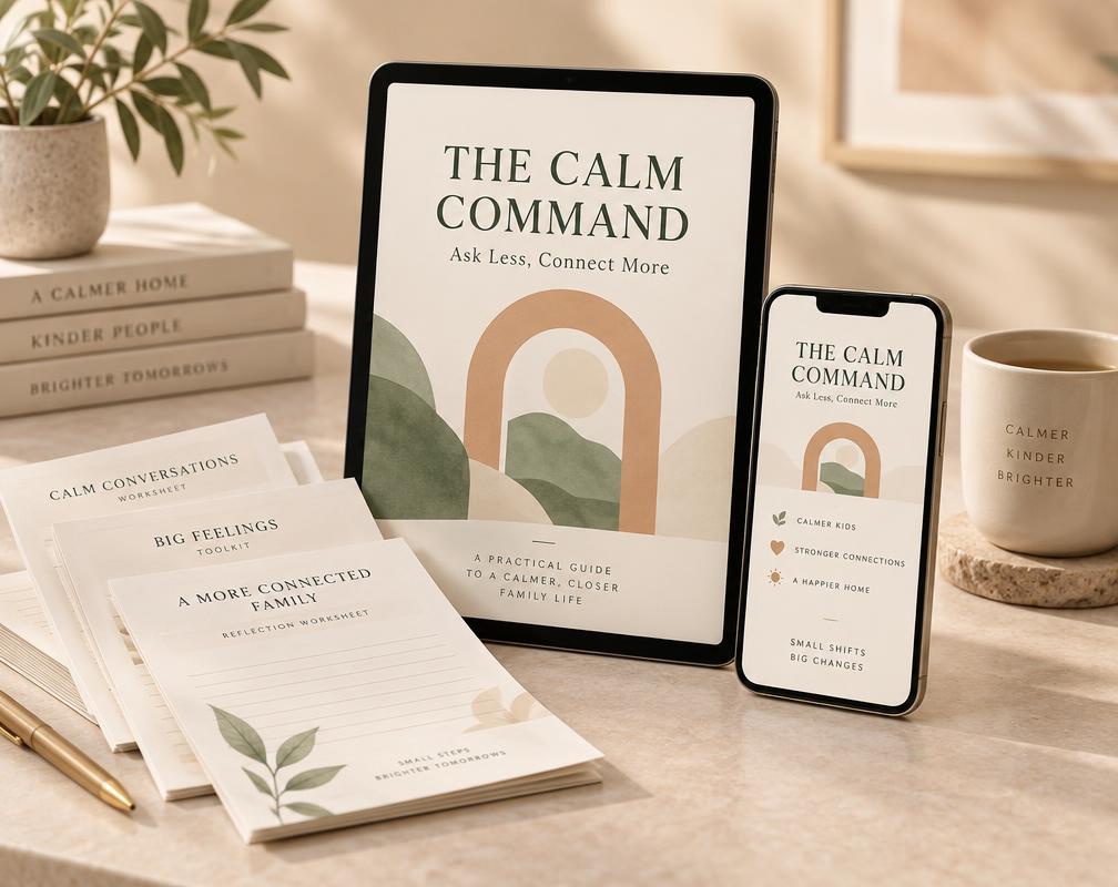 The Calm Command digital guide on tablet and phone